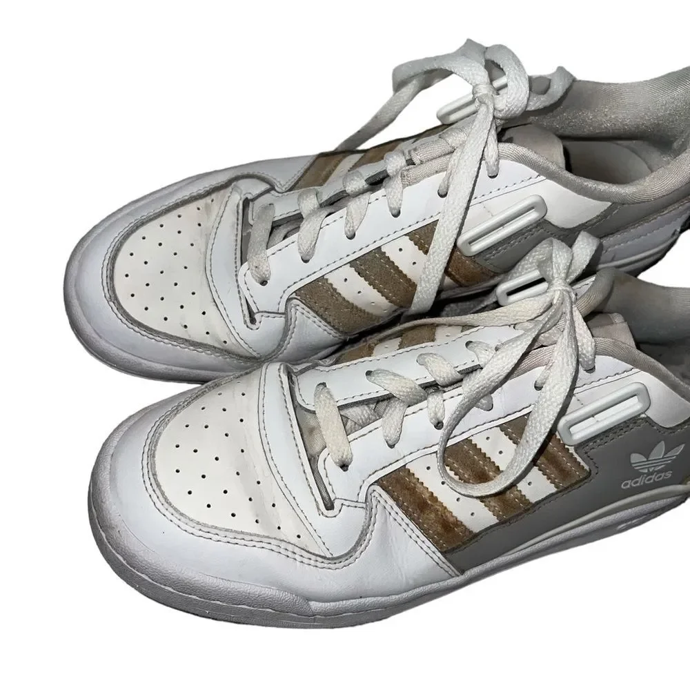Adidas Forum Women’s Tennis Shoes GY8182 White Gray Size 9 Leather Flowers